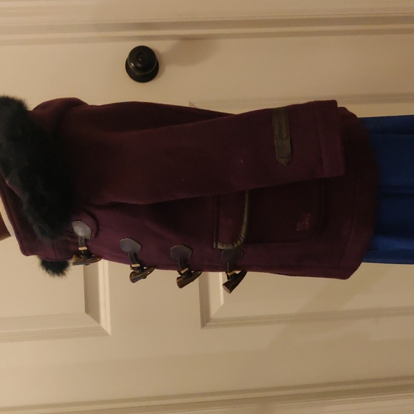 Hunt Kids new classic Purple wool blend rabbit fur detachable Hooded Coat sz 100 - Picture 3 of 16